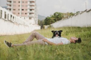 teenager accompanied by his dog, overcoming and fighting depression and anxiety